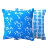 Outdoor Cushion Reversible 60x60cm - Palm Trees & Pineapples (Blue)