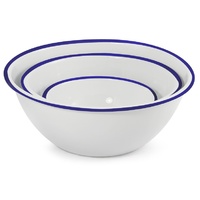 Falcon Enamel Mixing Bowls Set - White with Blue Rim