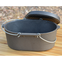Cast Iron Oval Camp Oven With Lipped Lid - 9.5QT