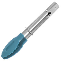 Mini Tongs - Stainless Steel with Nylon Head - Teal (18cm)