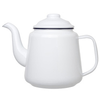 Falcon Enamel Teapot 1.5L - White with Blue Rim