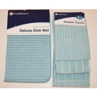 Bambury Microfibre Drying Mat & Towel Set - Blue