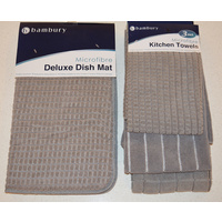 Bambury Microfibre Drying Mat & Towel Set - Grey