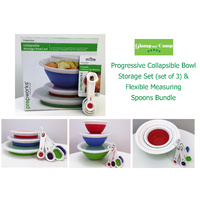 Progressive Collapsible Bowl Storage Set & Flexible Measuring Spoons Bundle
