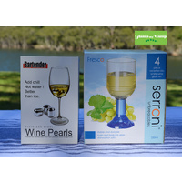 Serroni Venetian Blue White Wine Glass & Wine Pearls Set