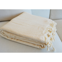 Luxurious Turkish Cotton Throw Rug / Travel Blanket - Natural