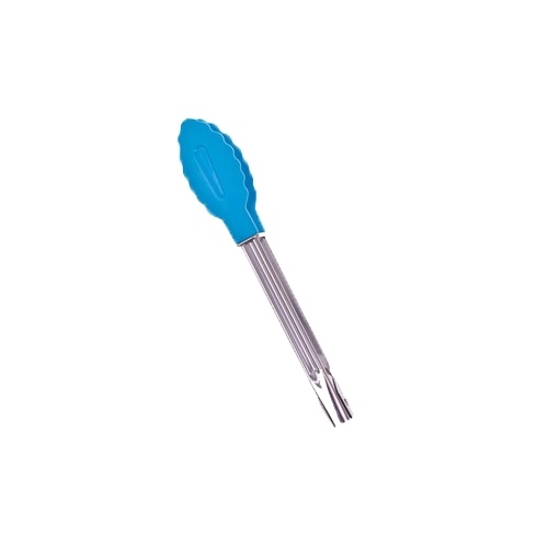 Mini Tongs - Stainless Steel with Nylon Head - Bright Blue (18cm)