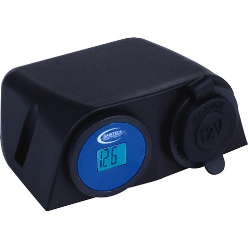 BAINTECH Surface Mount Double Socket 12v LCD Meter