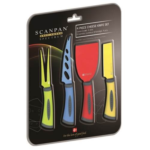 Scanpan Spectrum 4 Piece Cheese Knife Set  - Multi Coloured
