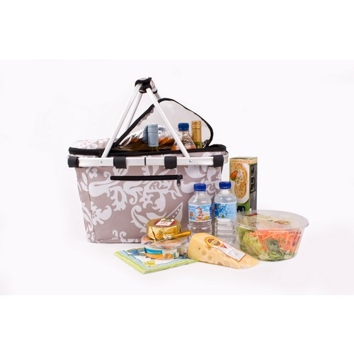 Shop & Go Insulated Collapsible Carry Basket with Lid - Phoenix Taupe