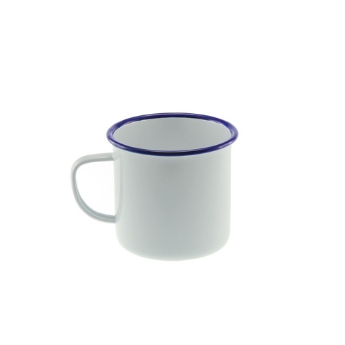 Falcon Enamel Mug 500ML - White with Blue Rim
