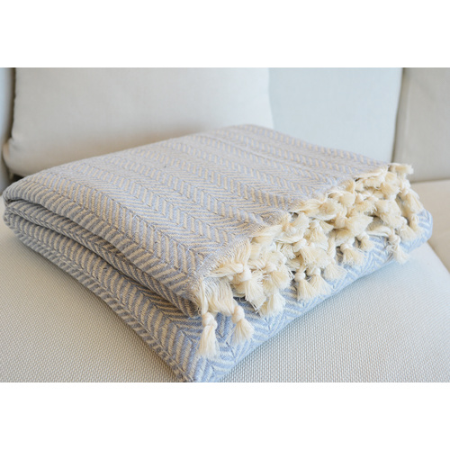 Luxurious Turkish Cotton Throw Rug / Travel Blanket - Grey