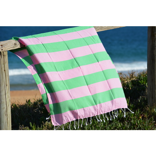 Compact Lifestyle Beach Daze Turkish Towel – Pink/Green